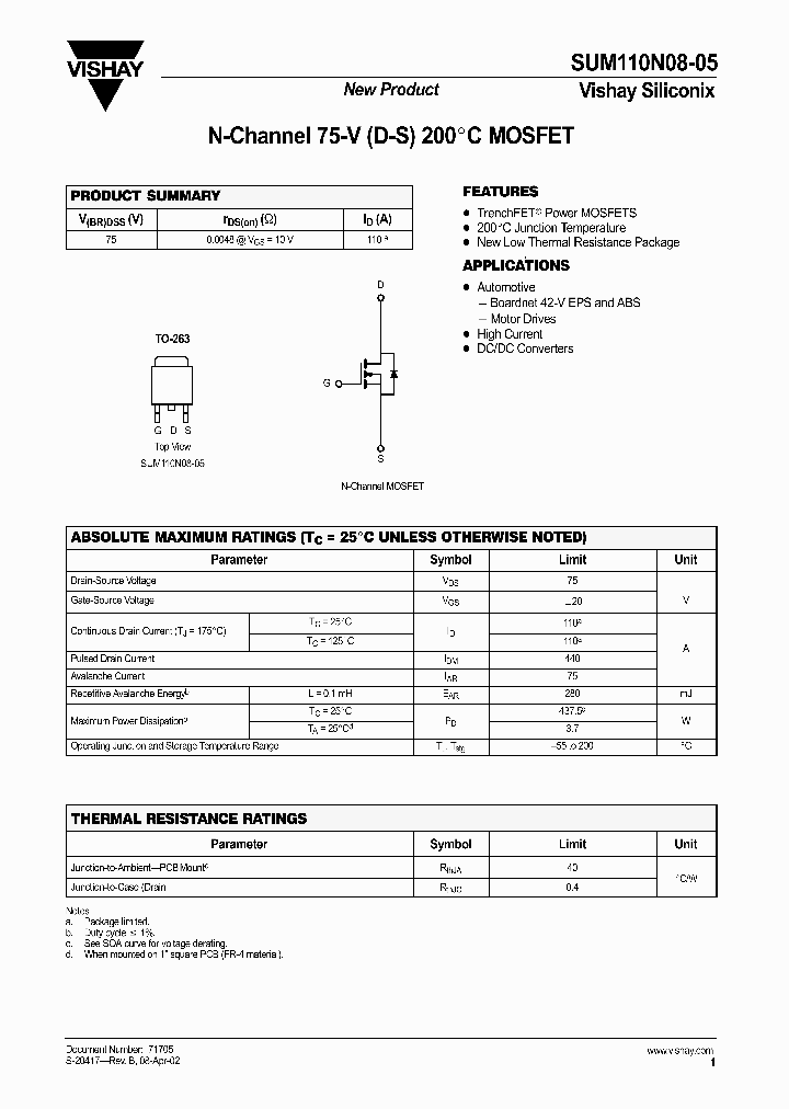 SUM110N08-05_1843237.PDF Datasheet