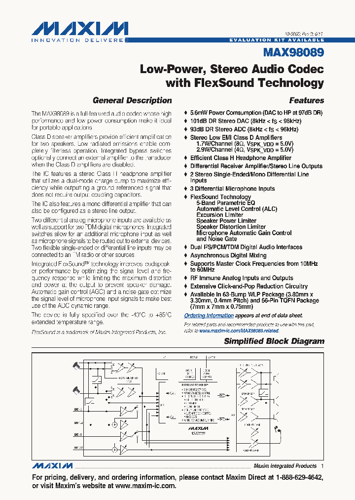 MAX98089ETN_1855345.PDF Datasheet