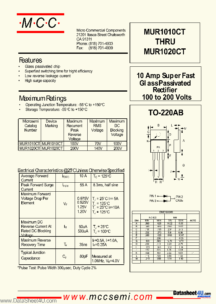 MUR1010CT_1868305.PDF Datasheet
