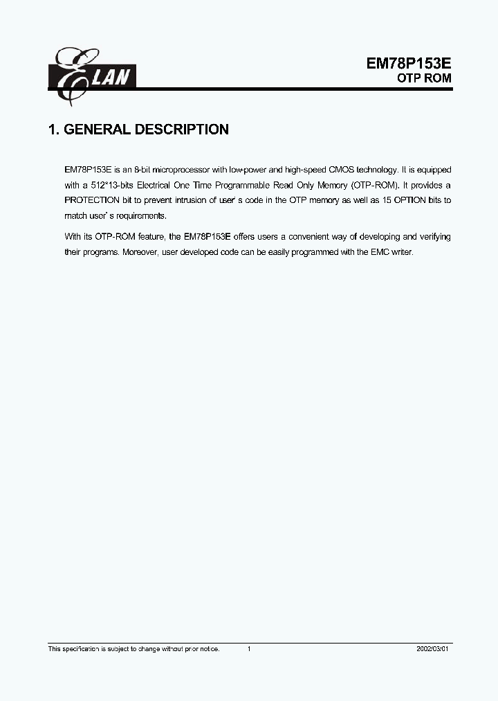 EM78P153E_1875484.PDF Datasheet