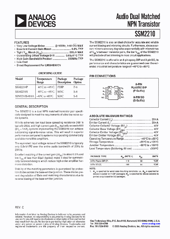 SSM2210S-REEL_1879064.PDF Datasheet