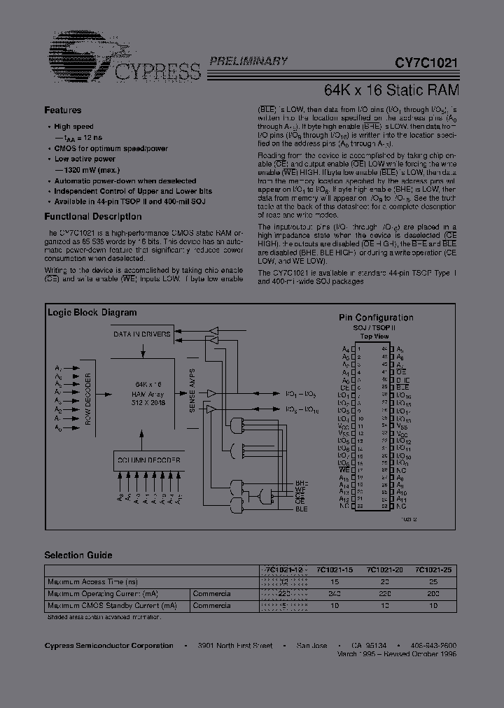 CY7C1021-25ZC_1773821.PDF Datasheet