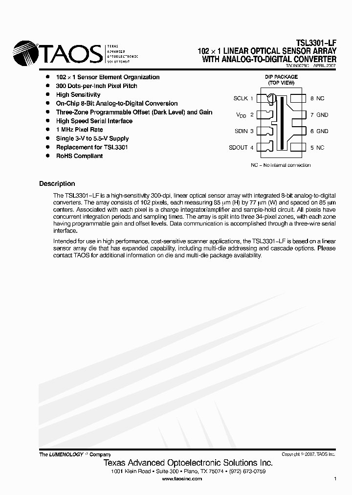 TSL3301-LF_1783930.PDF Datasheet