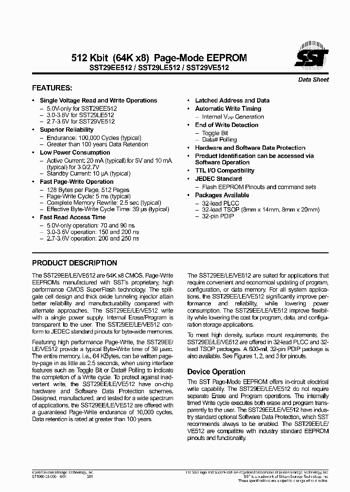 SST29LE512-90-4I-PH_1811877.PDF Datasheet