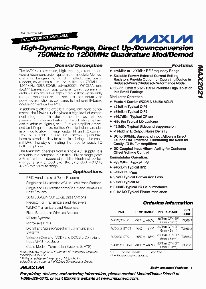 MAX2021ETX_1816915.PDF Datasheet