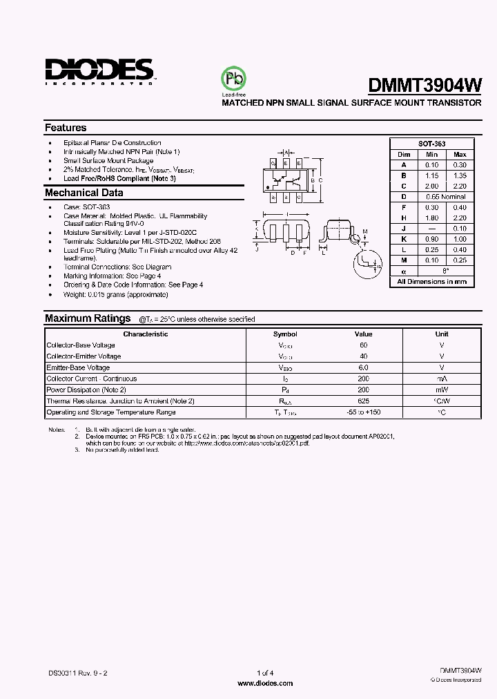 DMMT3904W-7-F_1864536.PDF Datasheet