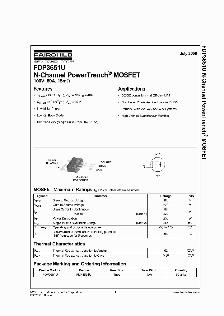 FDP3651U_1864175.PDF Datasheet