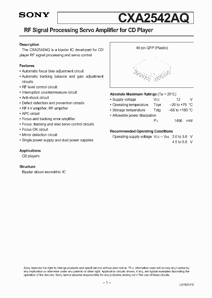 CXA2542AQ_1924335.PDF Datasheet
