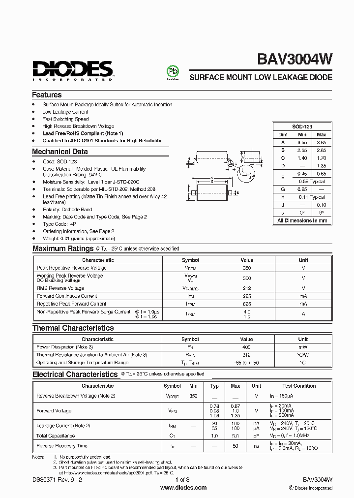 BAV3004W-7-F_1864534.PDF Datasheet