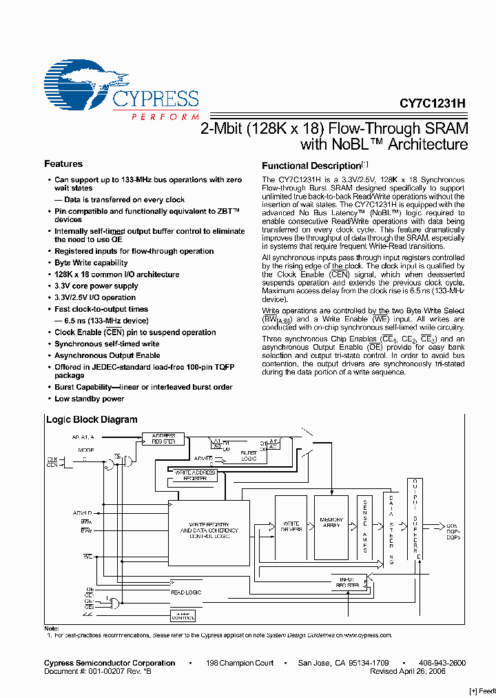 CY7C1231H-133AXI_1868723.PDF Datasheet