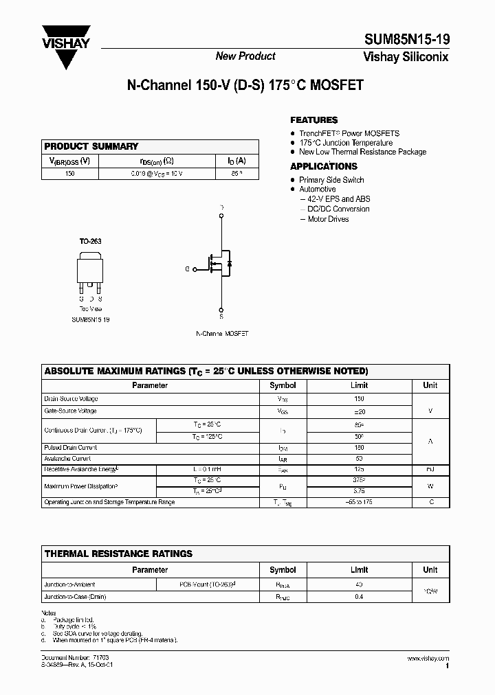 SUM85N15-19_1928817.PDF Datasheet