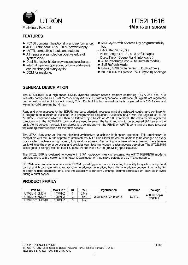 UT52L1616_1871683.PDF Datasheet