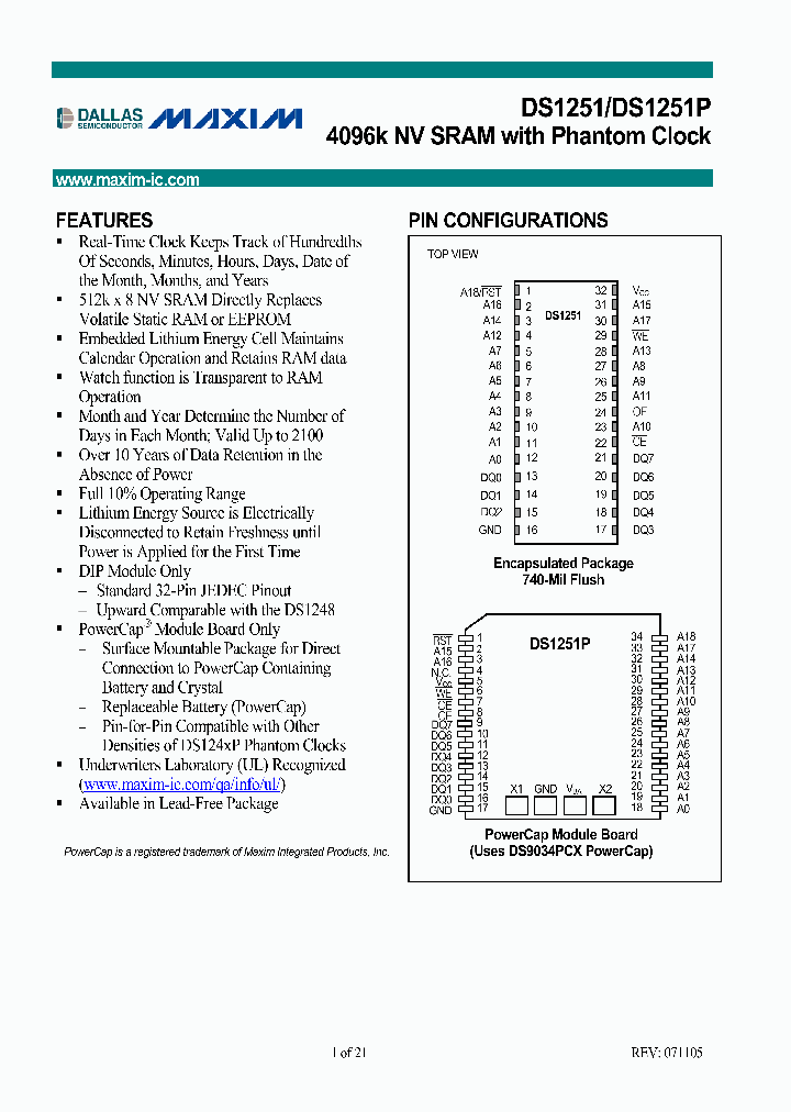 DS1251W-120IND_1874709.PDF Datasheet
