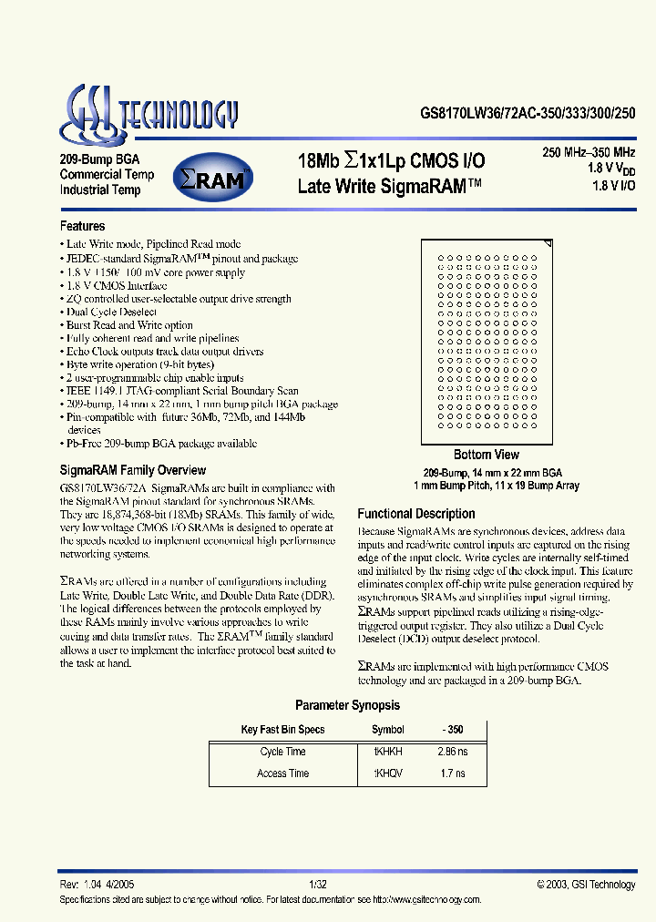 GS8170LW36AC_1877119.PDF Datasheet