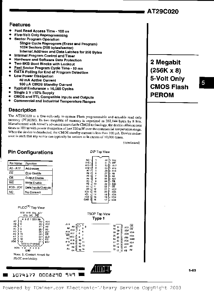 AT29C020-10DI_1902185.PDF Datasheet