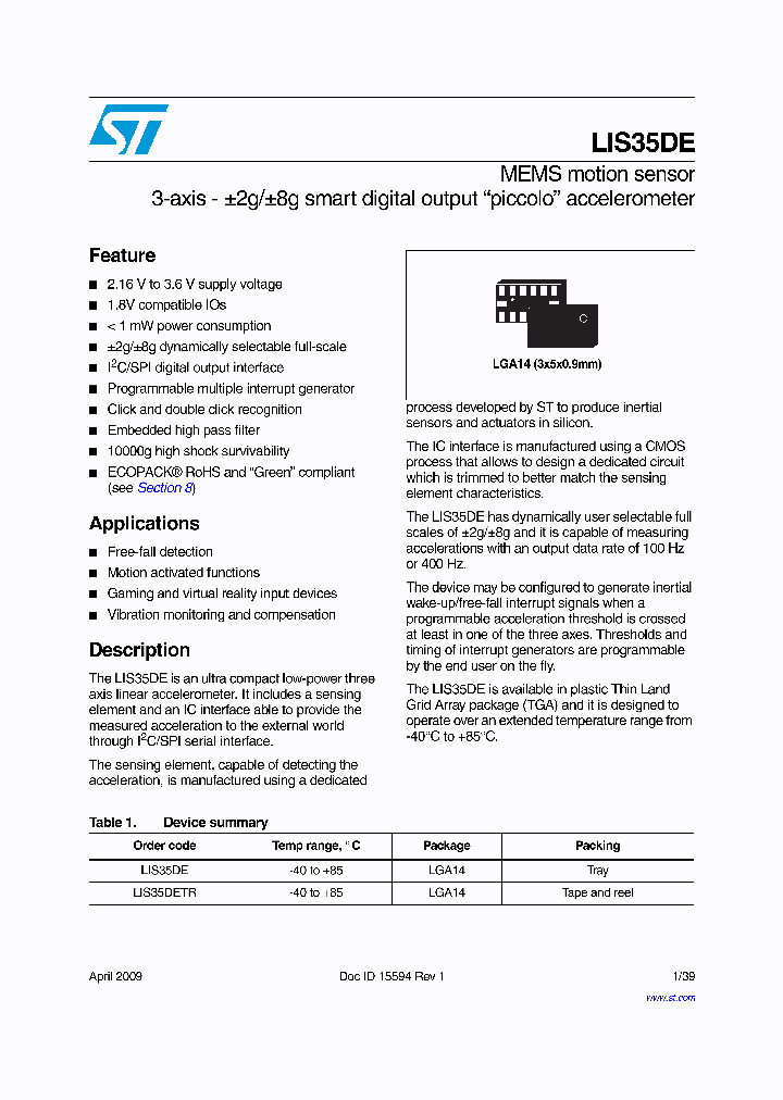 LIS35DETR_1910485.PDF Datasheet