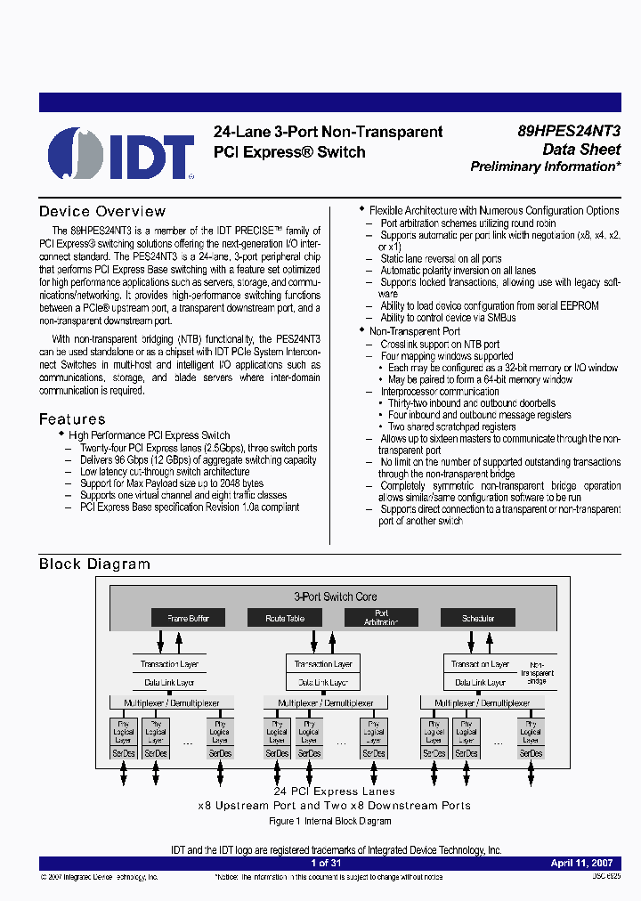89HPES24NT3_1915760.PDF Datasheet