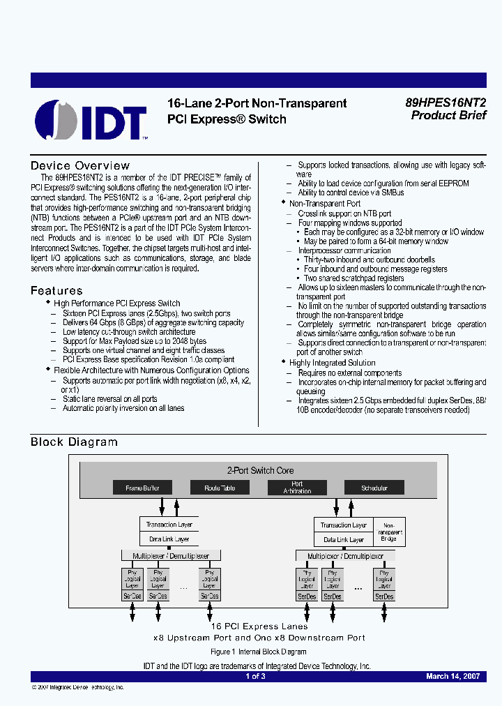 89HPES16NT2_1915759.PDF Datasheet