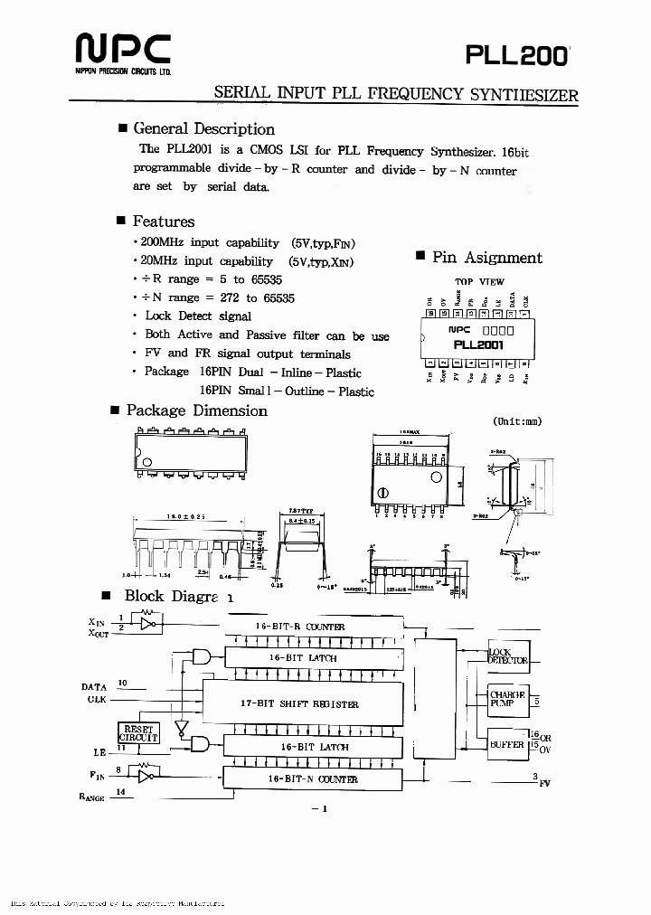 PLL2001P_1932537.PDF Datasheet