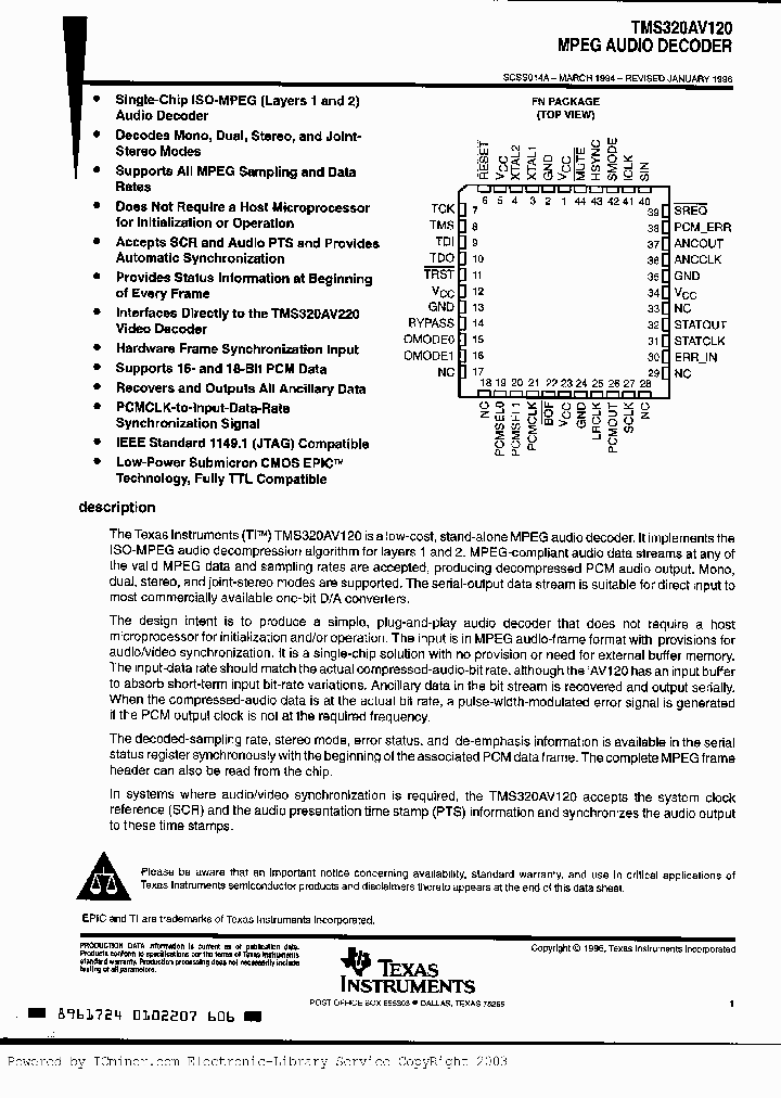 TMS320AV120_1941079.PDF Datasheet