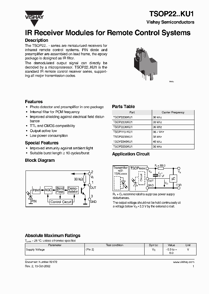TSOP22KU1_1960015.PDF Datasheet