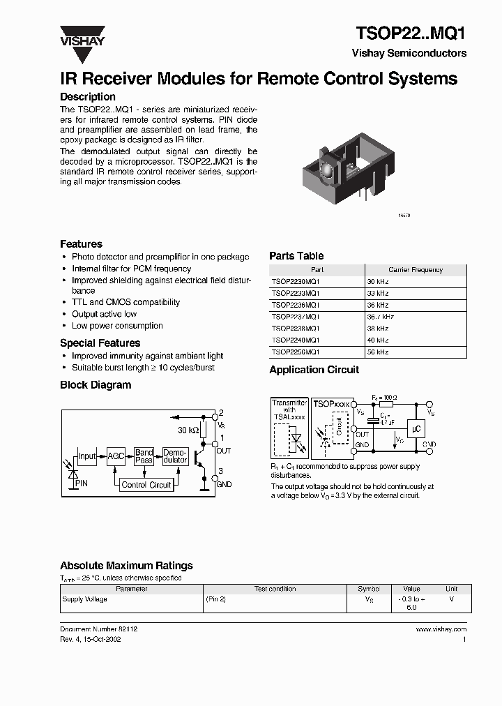 TSOP22MQ1_1960016.PDF Datasheet
