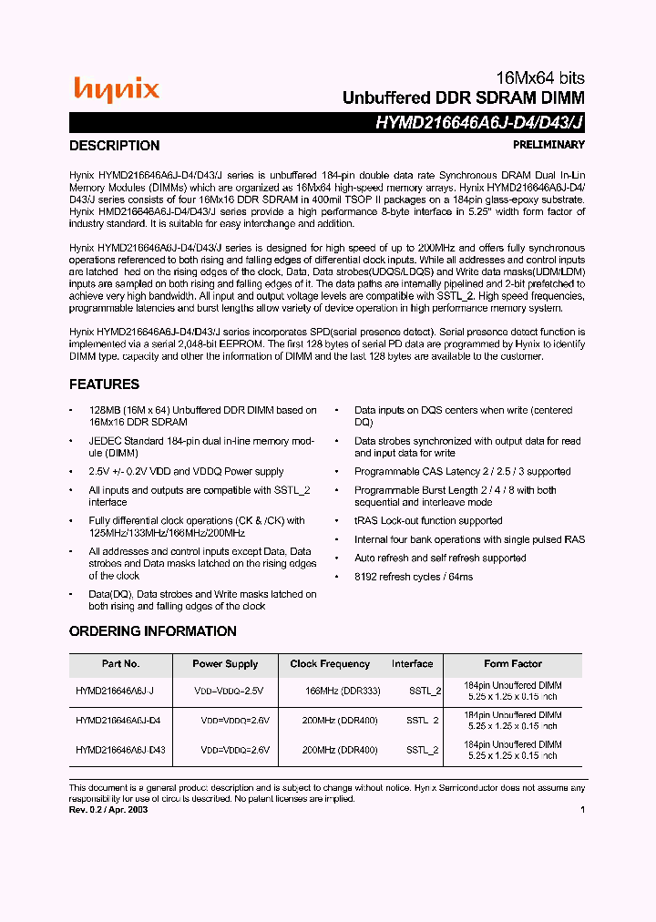 HYMD216646A6J-D43_1974645.PDF Datasheet
