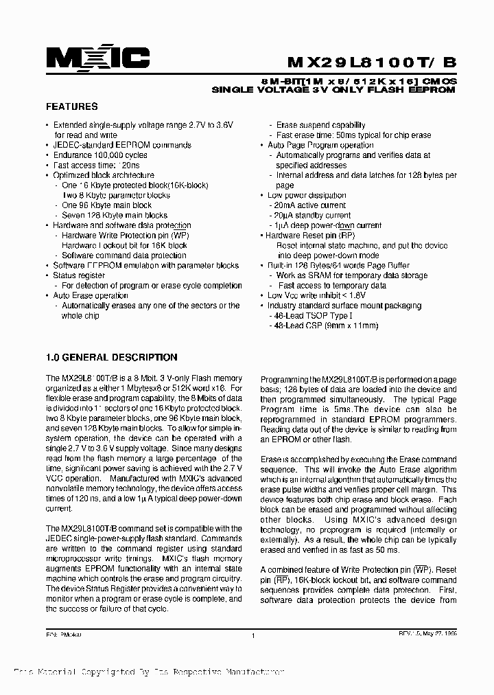 MX29L8100BI-20_1998711.PDF Datasheet