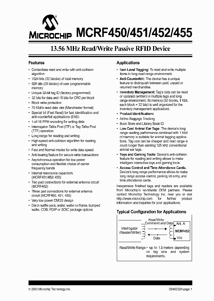 MCRF450_2004828.PDF Datasheet