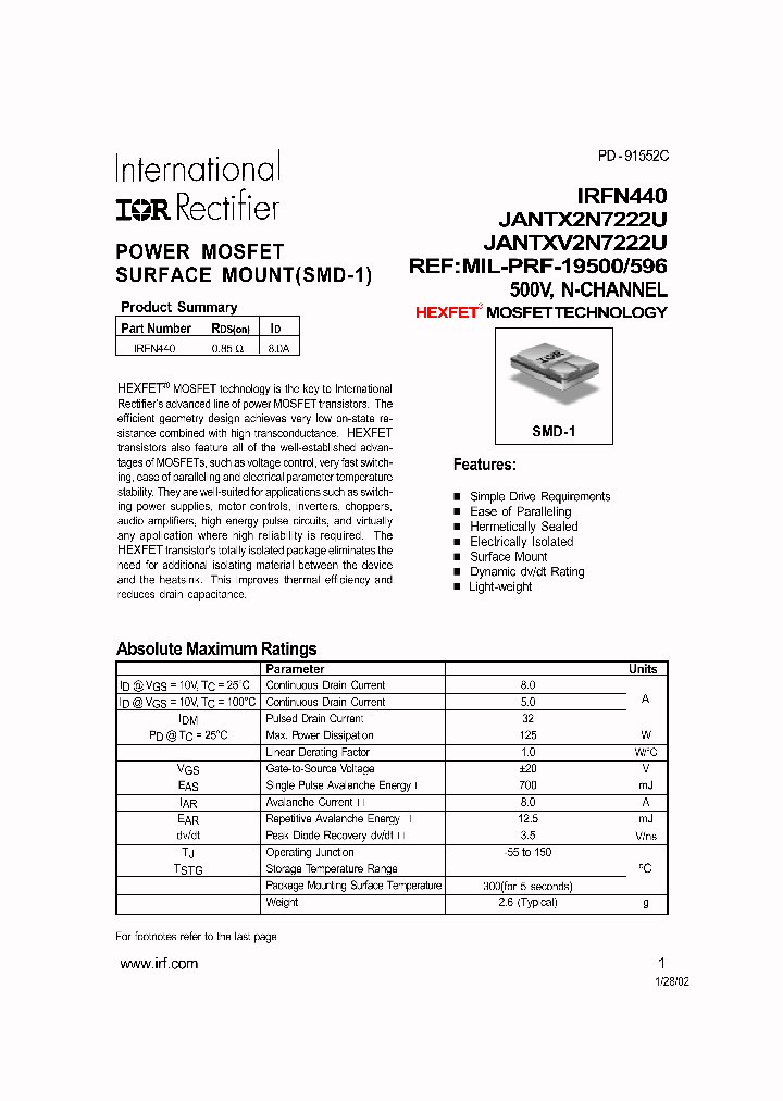 IRFN440_2005140.PDF Datasheet