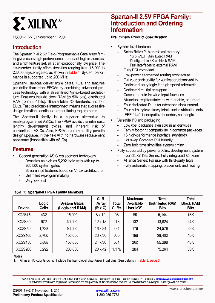XC2S15-XXXX_2010156.PDF Datasheet