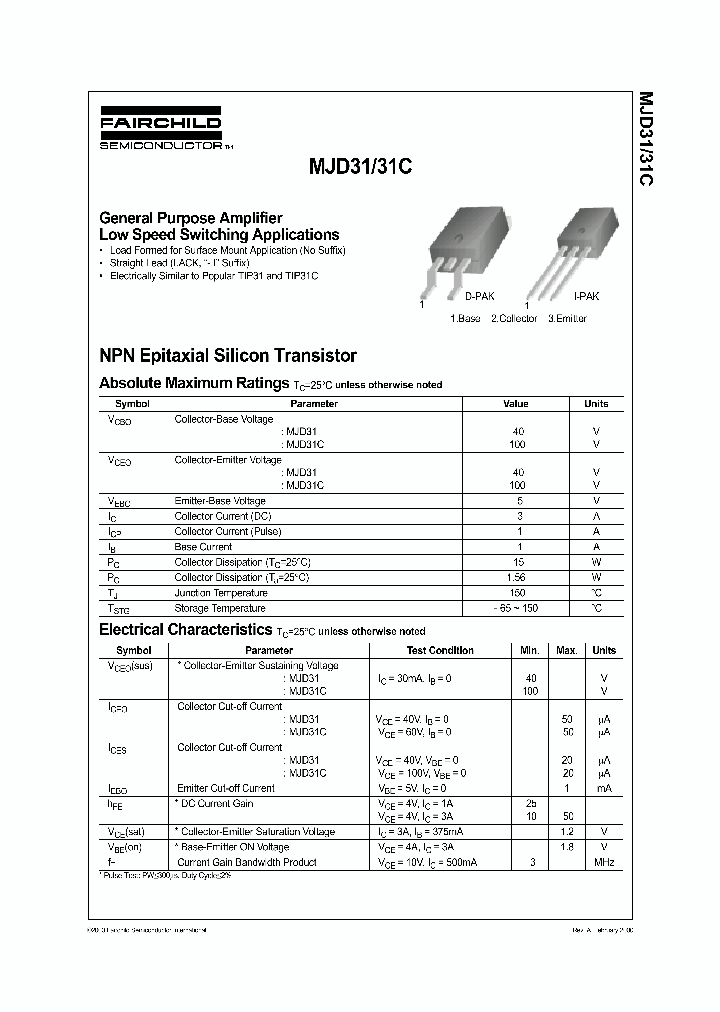 MJD31_2013406.PDF Datasheet