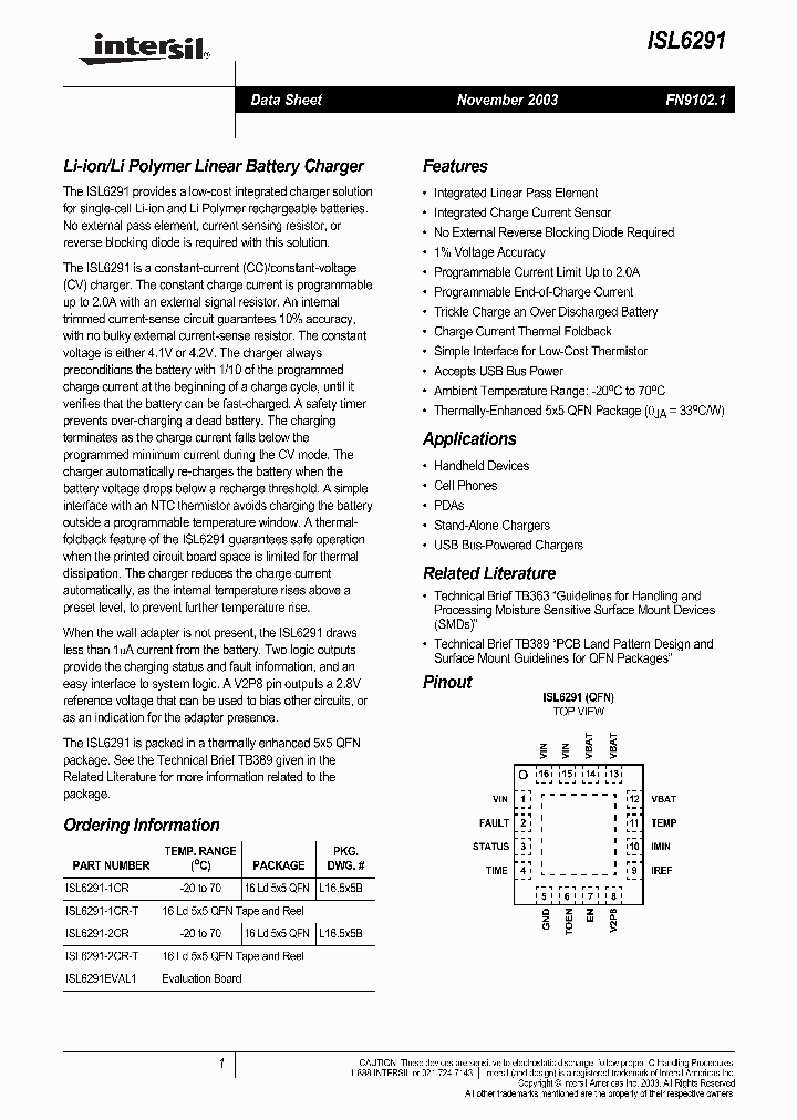 ISL6291_2014759.PDF Datasheet