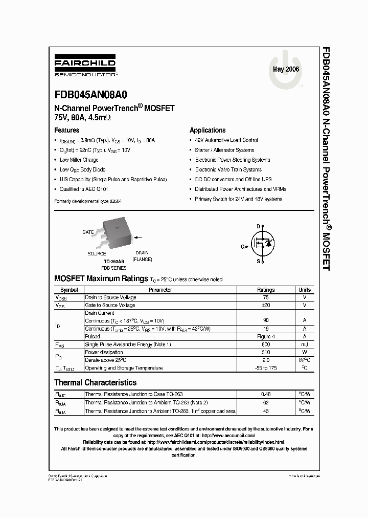 FDB045AN08A0_2018743.PDF Datasheet