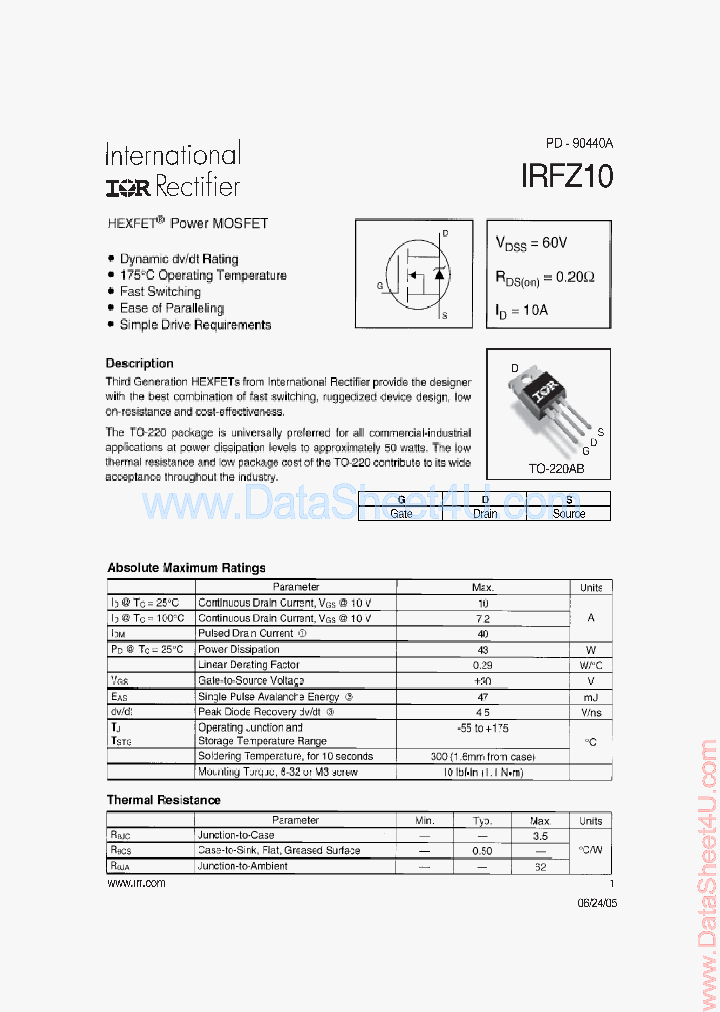 IRFZ10_2016998.PDF Datasheet