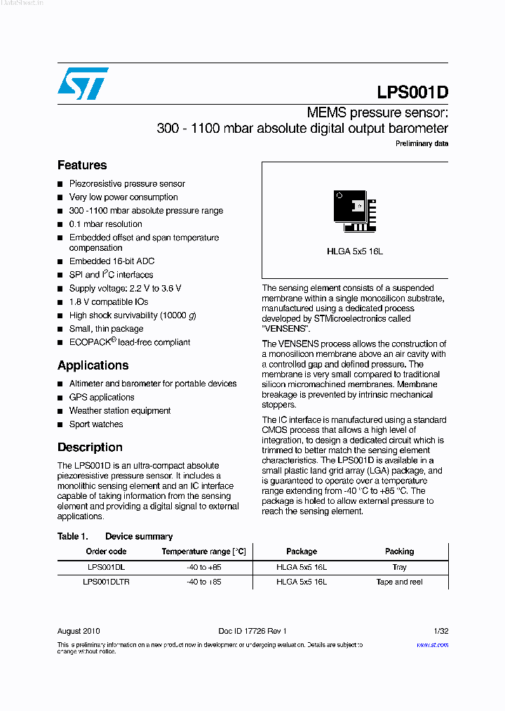 LPS001D_2035313.PDF Datasheet