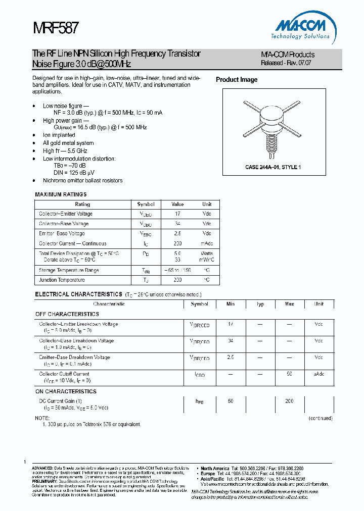 MRF587_2038419.PDF Datasheet