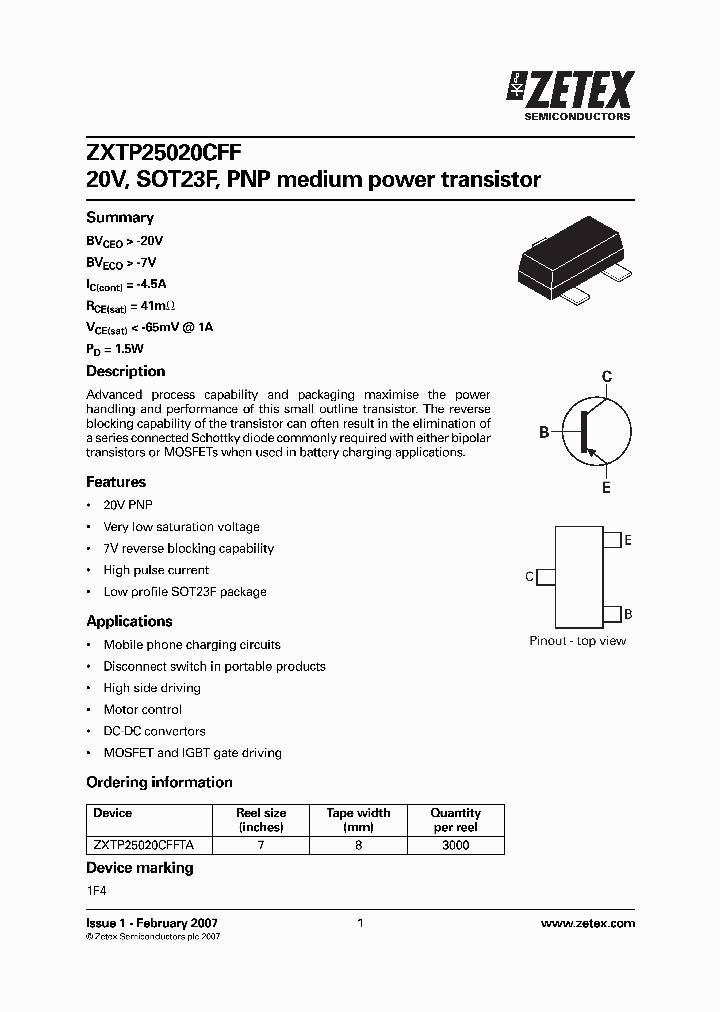ZXTP25020CFF_2040712.PDF Datasheet