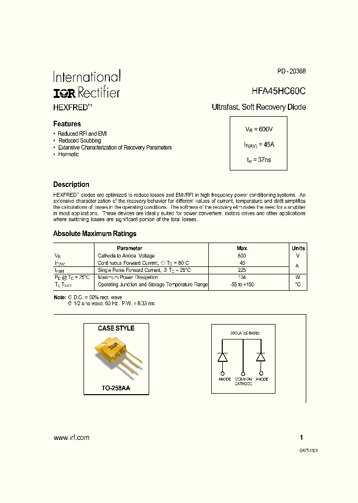 HFA45HC60C_2041076.PDF Datasheet