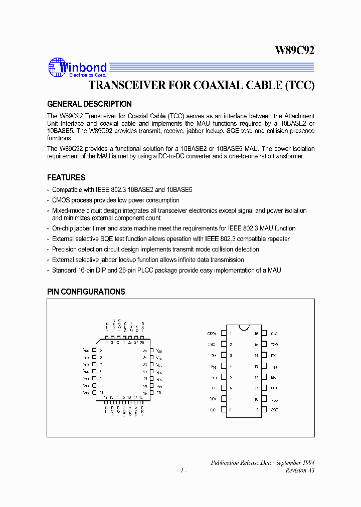 W89C92P_2067337.PDF Datasheet