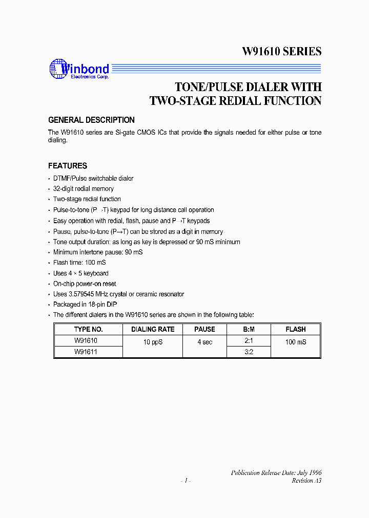 W91610_2080305.PDF Datasheet