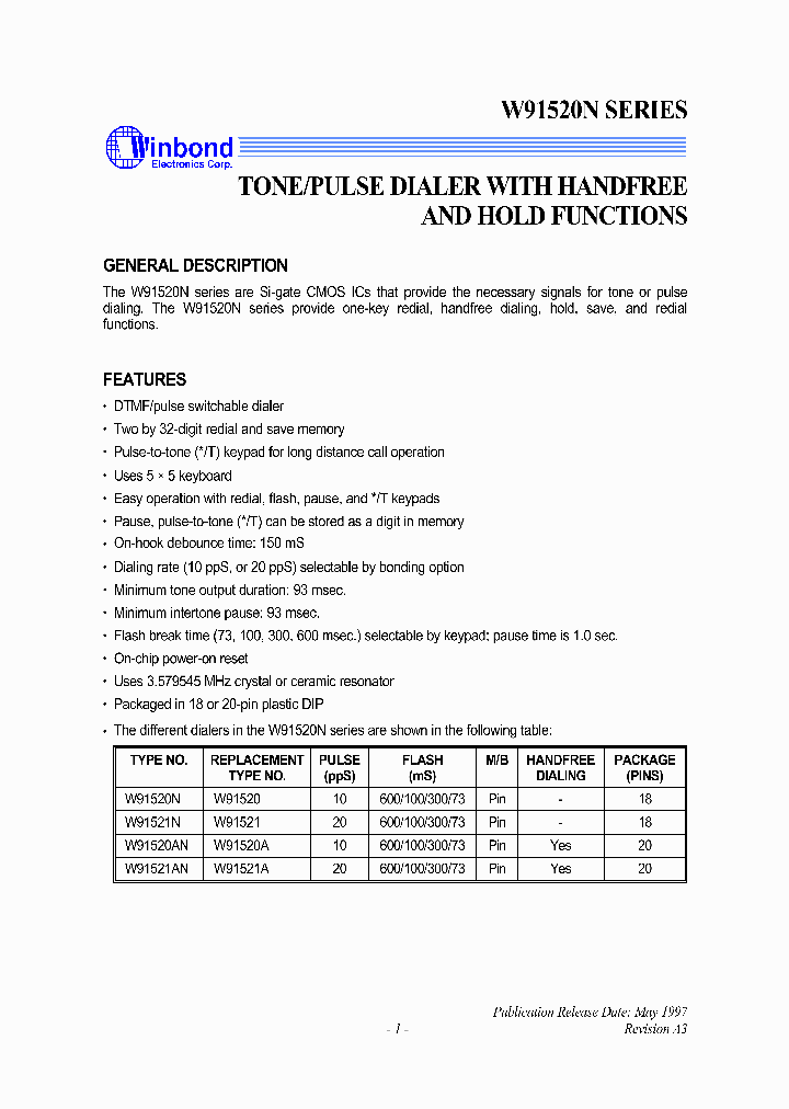 W91520AN_2081425.PDF Datasheet