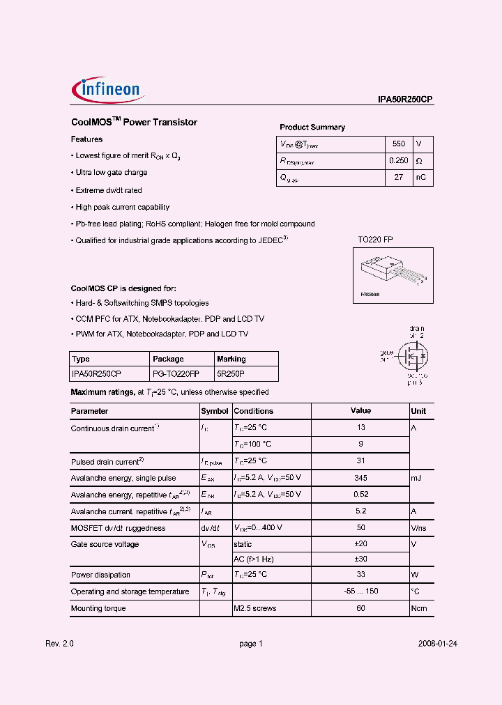 IPA50R250CP_2083517.PDF Datasheet