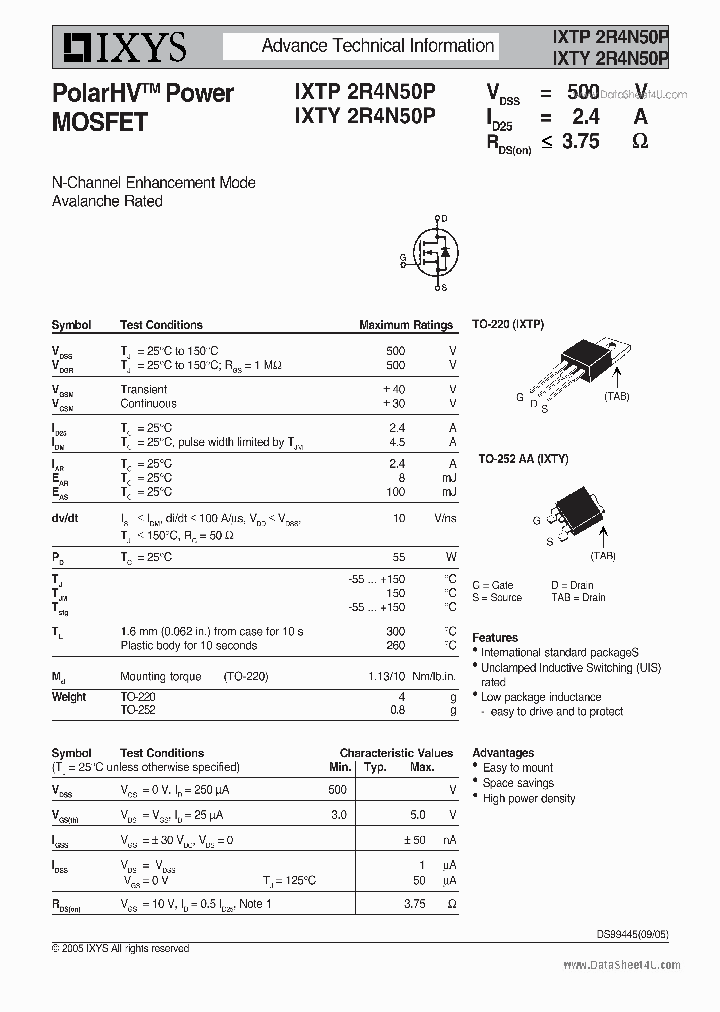 IXTP2R4N50P_2088708.PDF Datasheet