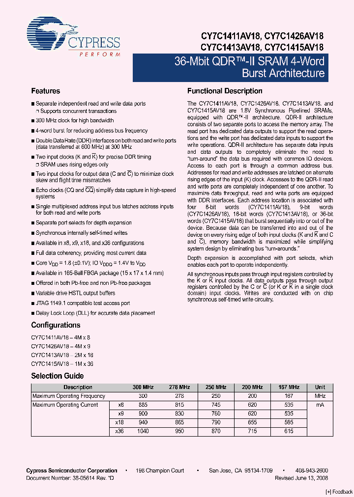 CY7C1413AV18-200BZI_2093729.PDF Datasheet