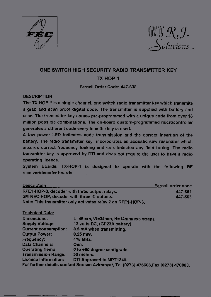 TXHOP1_2095841.PDF Datasheet