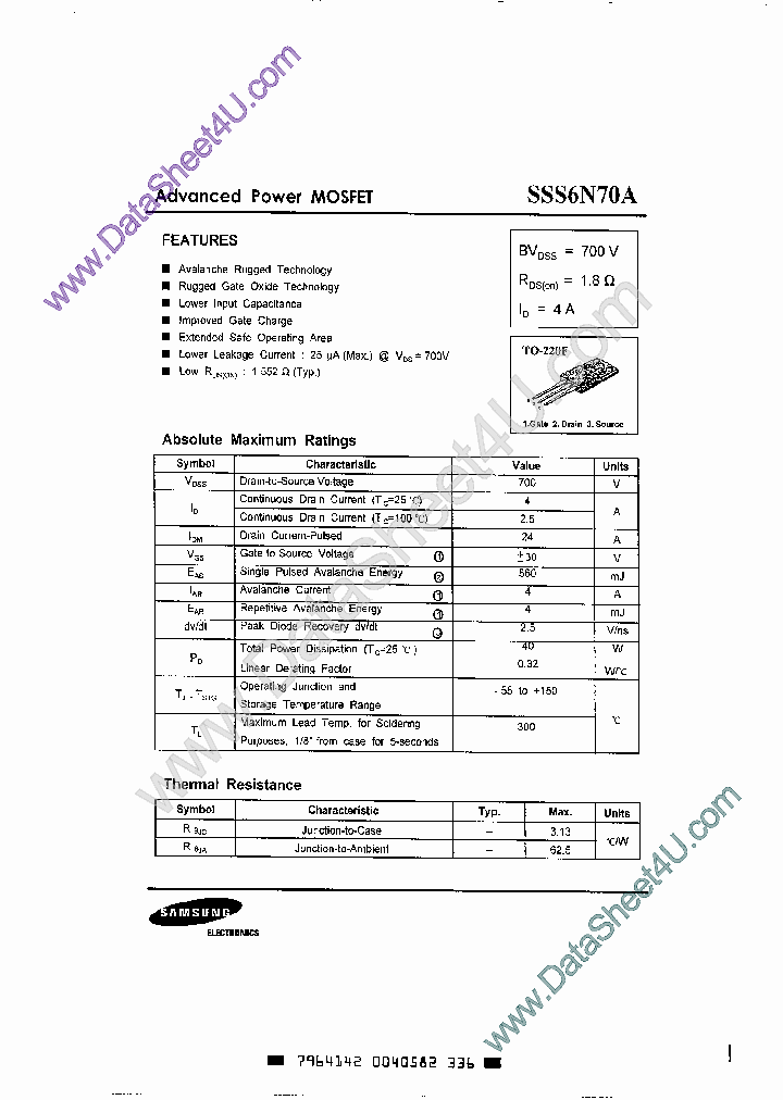 SSS6N70A_2107416.PDF Datasheet