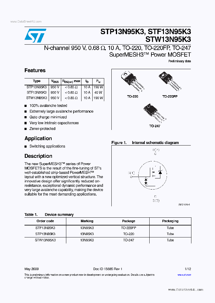 STF13N95K3_2114645.PDF Datasheet