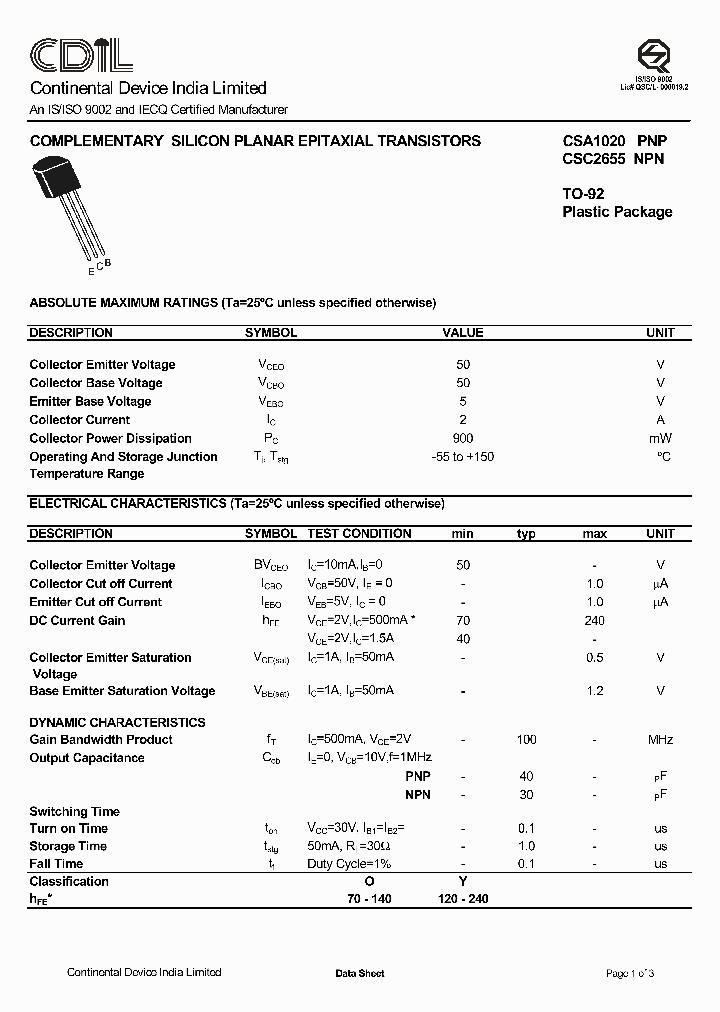 CSC2655O_2116129.PDF Datasheet