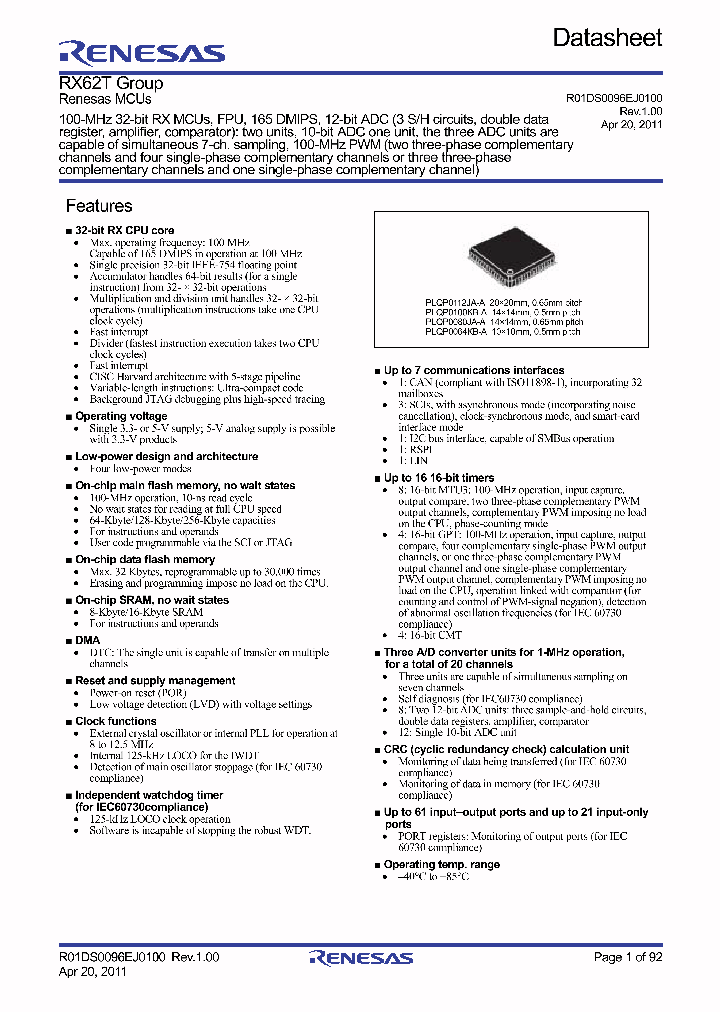 R5F562T6BDFF_2117033.PDF Datasheet